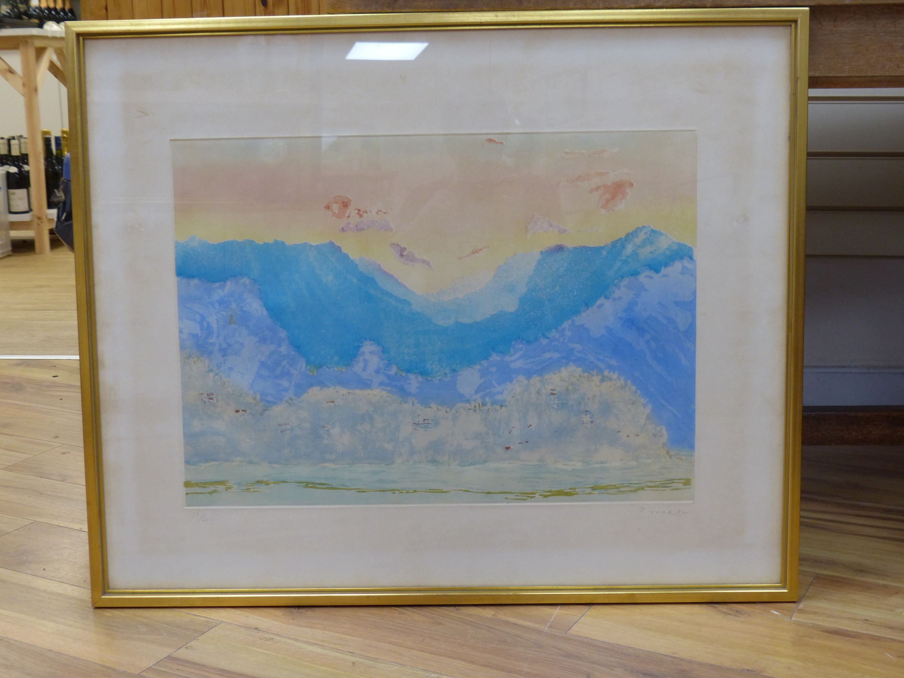 Patrick Procktor (1936-2003), limited edition print, Mountain range, signed in pencil, 36/60, 47 x 65cm
